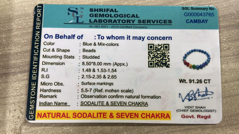 Natural Sodalite & Seven Chakra Bracelet