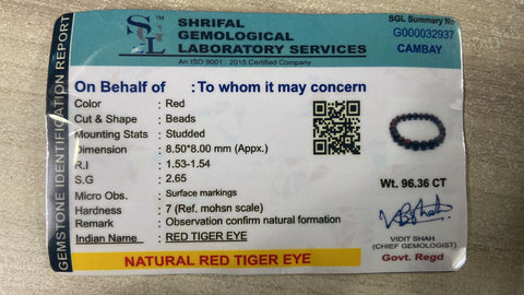 Natural Red Tiger Eye Bracelet